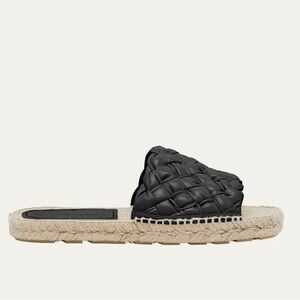 Bottega Veneta Jack Woven Leather Espadrille Slide Sandal Black NWT Size 36